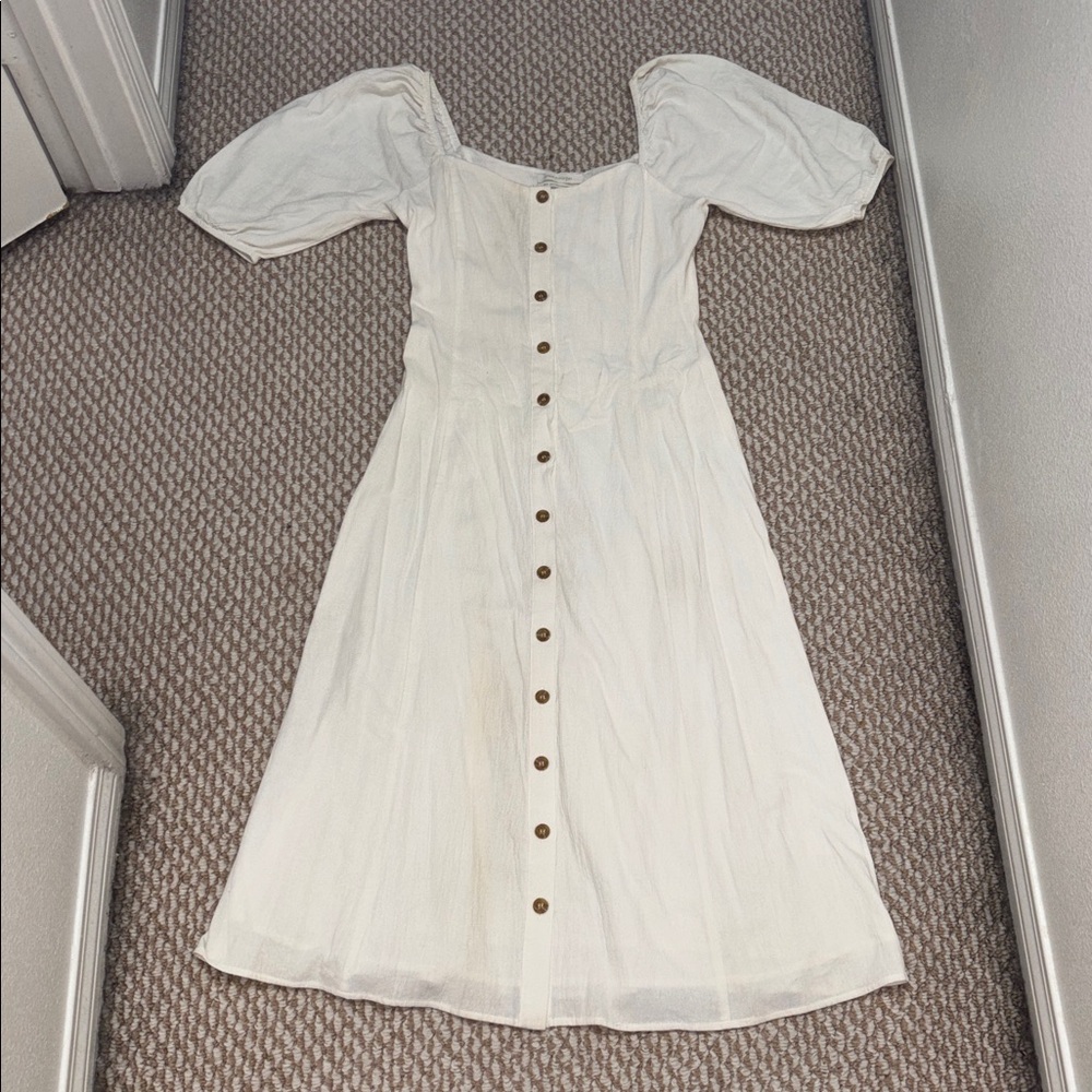 Urban Outfitters Cream Button-Down Dress